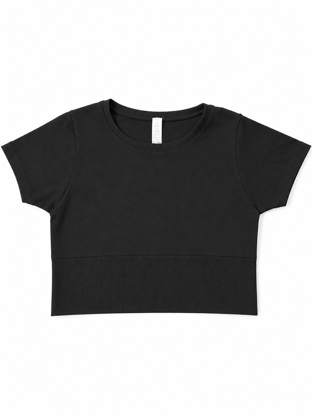 Black Women's Crop Crewneck Top